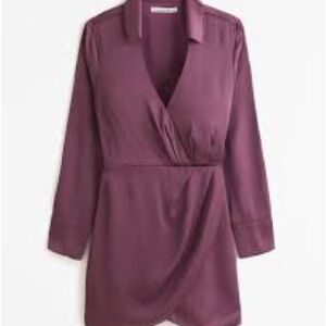Abercrombie & Fitch Silk Plum Wrap Dress V neck Long Sleeve Size Small